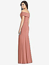 Rear View Thumbnail - Desert Rose Cuffed Off-the-Shoulder Trumpet Gown