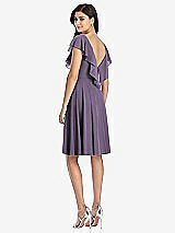 Rear View Thumbnail - Lavender Midi Natural Waist Ruffled VNeck Dress