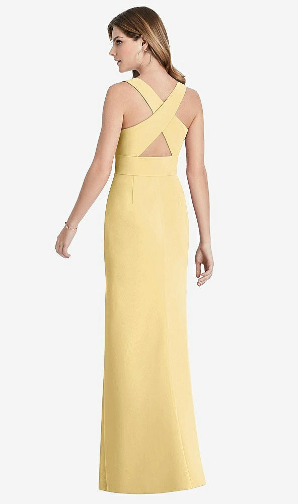 Front View - Buttercup Criss Cross Back Trumpet Gown with Front Slit
