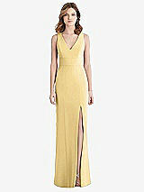 Rear View Thumbnail - Buttercup Criss Cross Back Trumpet Gown with Front Slit