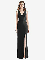 Rear View Thumbnail - Black Criss Cross Back Trumpet Gown with Front Slit