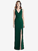 Rear View Thumbnail - Hunter Green Criss Cross Back Trumpet Gown with Front Slit