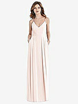 Front View Thumbnail - Blush Pleated Skirt Crepe Maxi Dress with Pockets