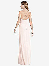Rear View Thumbnail - Blush Pleated Skirt Crepe Maxi Dress with Pockets