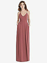 Front View Thumbnail - English Rose Pleated Skirt Crepe Maxi Dress with Pockets