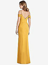 Rear View Thumbnail - NYC Yellow Off-the-Shoulder Chiffon Trumpet Gown with Front Slit