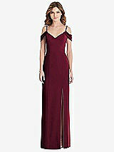 Front View Thumbnail - Cabernet Off-the-Shoulder Chiffon Trumpet Gown with Front Slit