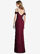 Rear View Thumbnail - Cabernet Off-the-Shoulder Chiffon Trumpet Gown with Front Slit