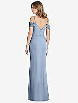 Rear View Thumbnail - Cloudy Off-the-Shoulder Chiffon Trumpet Gown with Front Slit