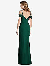 Rear View Thumbnail - Hunter Green Off-the-Shoulder Chiffon Trumpet Gown with Front Slit