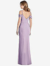 Rear View Thumbnail - Pale Purple Off-the-Shoulder Chiffon Trumpet Gown with Front Slit