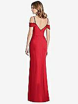 Rear View Thumbnail - Parisian Red Off-the-Shoulder Chiffon Trumpet Gown with Front Slit