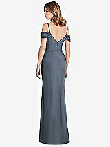 Rear View Thumbnail - Silverstone Off-the-Shoulder Chiffon Trumpet Gown with Front Slit
