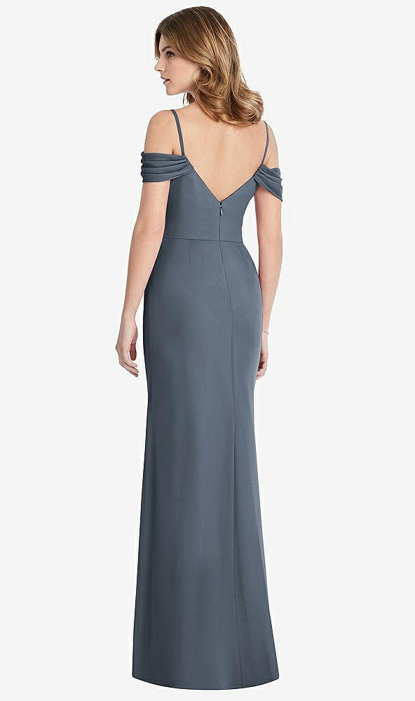 Back View - Silverstone Off-the-Shoulder Chiffon Trumpet Gown with Front Slit