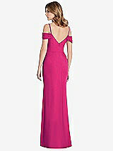 Rear View Thumbnail - Think Pink Off-the-Shoulder Chiffon Trumpet Gown with Front Slit