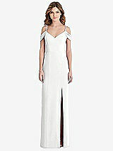 Front View Thumbnail - White Off-the-Shoulder Chiffon Trumpet Gown with Front Slit