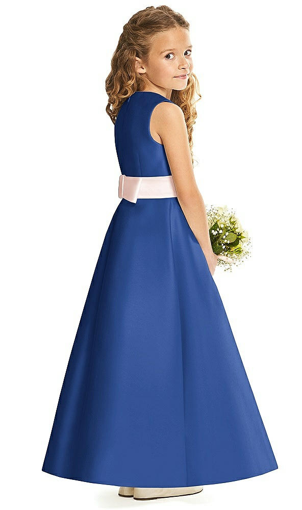 Back View - Classic Blue & Blush Flower Girl Dress FL4062
