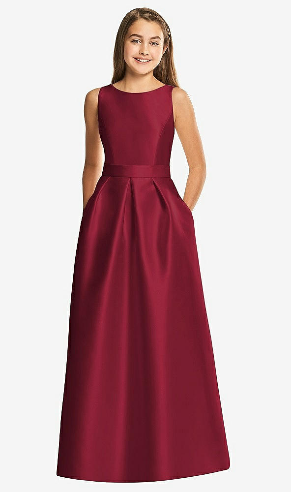 Front View - Burgundy Alfred Sung Junior Bridesmaid Style JR544