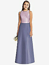 Rear View Thumbnail - French Blue & Suede Rose Alfred Sung Junior Bridesmaid Style JR545