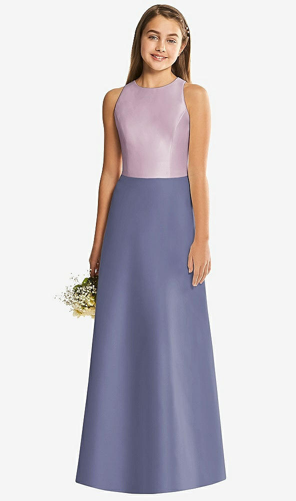 Back View - French Blue & Suede Rose Alfred Sung Junior Bridesmaid Style JR545