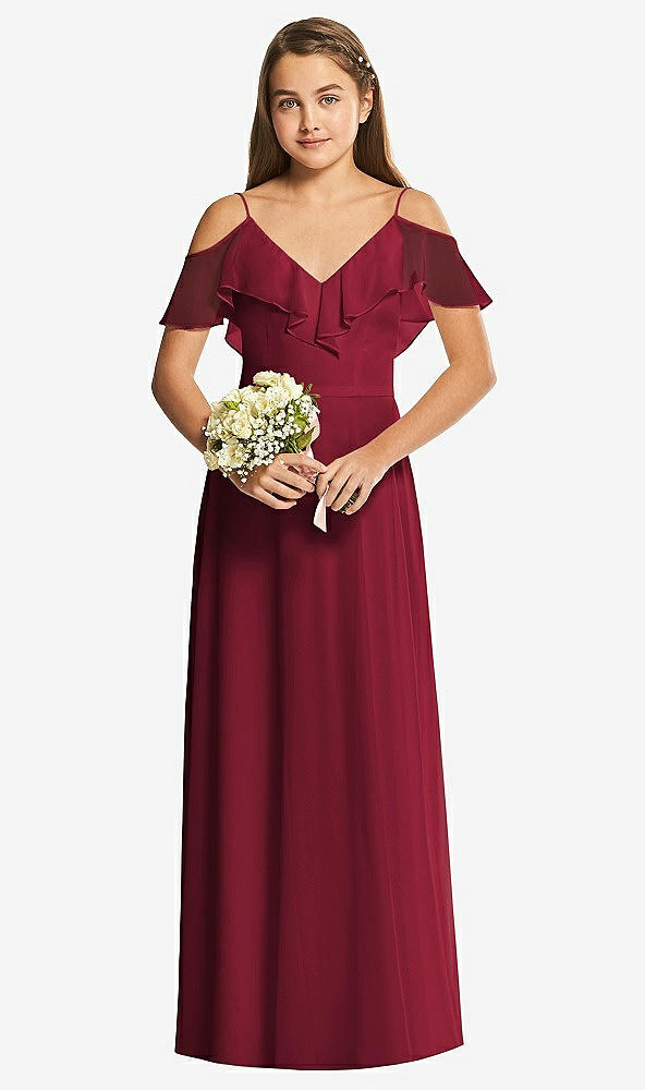 Front View - Burgundy Dessy Collection Junior Bridesmaid Dress JR548