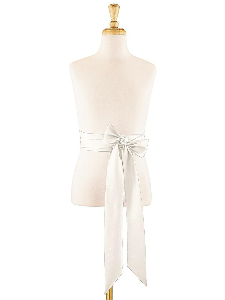 Front View - Ivory Satin Twill Flower Girl Sash