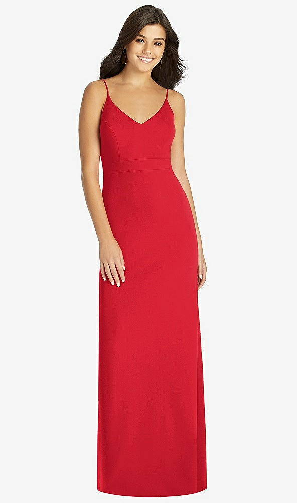 Front View - Parisian Red Fishtail Skirt Stretch Maxi Dress