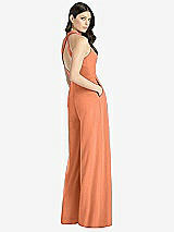 Rear View Thumbnail - Sweet Melon V-Neck Backless Pleated Front Jumpsuit