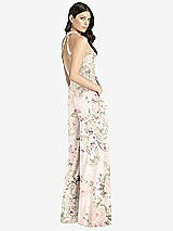 Rear View Thumbnail - Blush Garden V-Neck Backless Pleated Front Jumpsuit