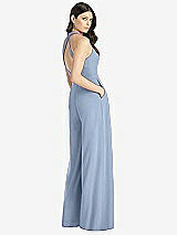 Rear View Thumbnail - Cloudy V-Neck Backless Pleated Front Jumpsuit