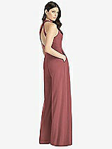 Rear View Thumbnail - English Rose V-Neck Backless Pleated Front Jumpsuit