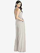 Rear View Thumbnail - Oyster V-Neck Backless Pleated Front Jumpsuit