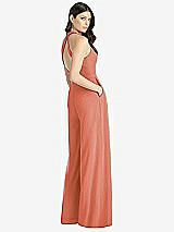 Rear View Thumbnail - Terracotta Copper V-Neck Backless Pleated Front Jumpsuit