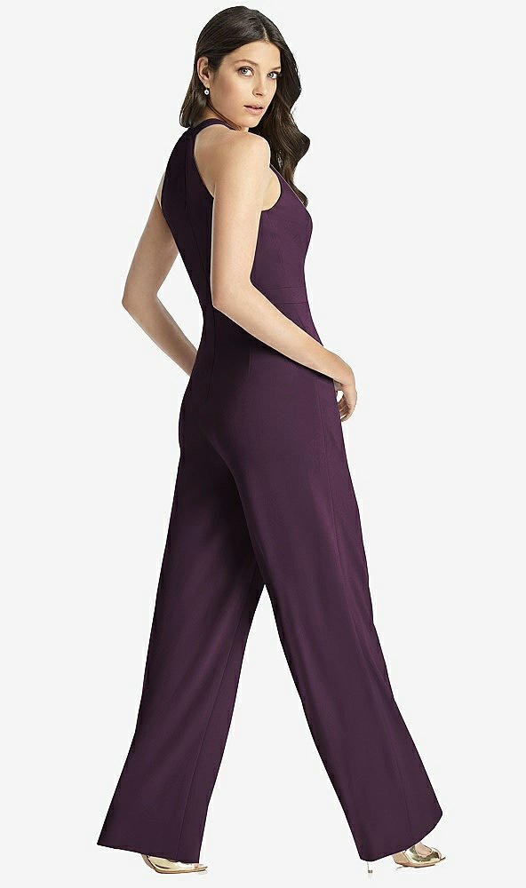 Back View - Aubergine Wide Strap Stretch Maxi Dress with Pockets