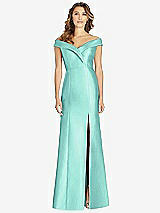 Front View Thumbnail - Coastal Off-the-Shoulder Cuff Trumpet Gown with Front Slit