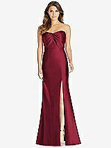Front View Thumbnail - Burgundy Strapless Draped Bodice Trumpet Gown 