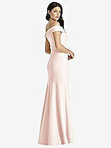 Rear View Thumbnail - Blush Off-the-Shoulder Notch Trumpet Gown with Front Slit