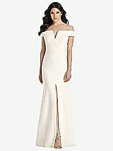 Front View Thumbnail - Ivory Off-the-Shoulder Notch Trumpet Gown with Front Slit
