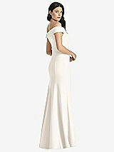 Rear View Thumbnail - Ivory Off-the-Shoulder Notch Trumpet Gown with Front Slit