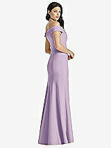 Rear View Thumbnail - Pale Purple Off-the-Shoulder Notch Trumpet Gown with Front Slit