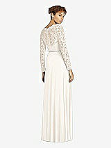 Rear View Thumbnail - Ivory & Ivory Long Sleeve Illusion-Back Lace and Chiffon Dress