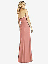 Rear View Thumbnail - Desert Rose Strapless Chiffon Trumpet Gown with Front Slit