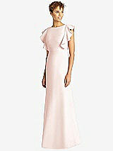 Front View Thumbnail - Blush Ruffle Cap Sleeve Open-back Trumpet Gown