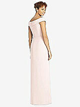 Rear View Thumbnail - Blush Cuffed Off-the-Shoulder Faux Wrap Maxi Dress with Front Slit