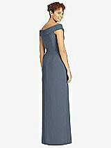 Rear View Thumbnail - Silverstone Cuffed Off-the-Shoulder Faux Wrap Maxi Dress with Front Slit