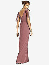 Rear View Thumbnail - Rosewood Bow-Shoulder Sleeveless Deep V-Back Mermaid Dress