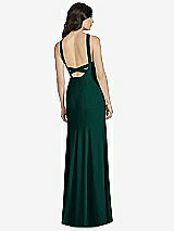 Rear View Thumbnail - Evergreen High-Neck Backless Crepe Trumpet Gown