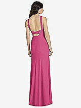 Rear View Thumbnail - Tea Rose High-Neck Backless Crepe Trumpet Gown