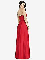 Rear View Thumbnail - Parisian Red Strapless Notch Chiffon Maxi Dress