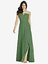 Front View Thumbnail - Vineyard Green Strapless Notch Chiffon Maxi Dress